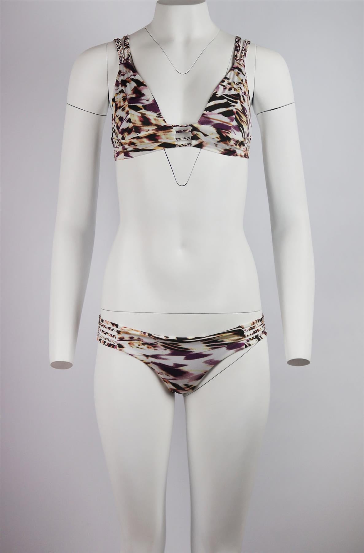 VITAMIN A CUTOUT PRINTED TRIANGLE BIKINI SMALL/MEDIUM
