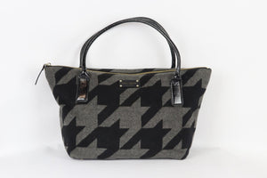 KATE SPADE PATENT LEATHER AND WOOL SHOULDER BAG