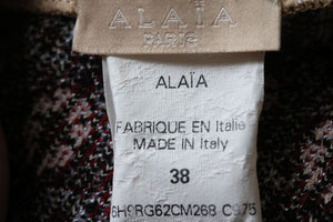 AZZEDINE ALAIA PATTERNED LONG-SLEEVE BODYCON DRESS FR 38 UK 10