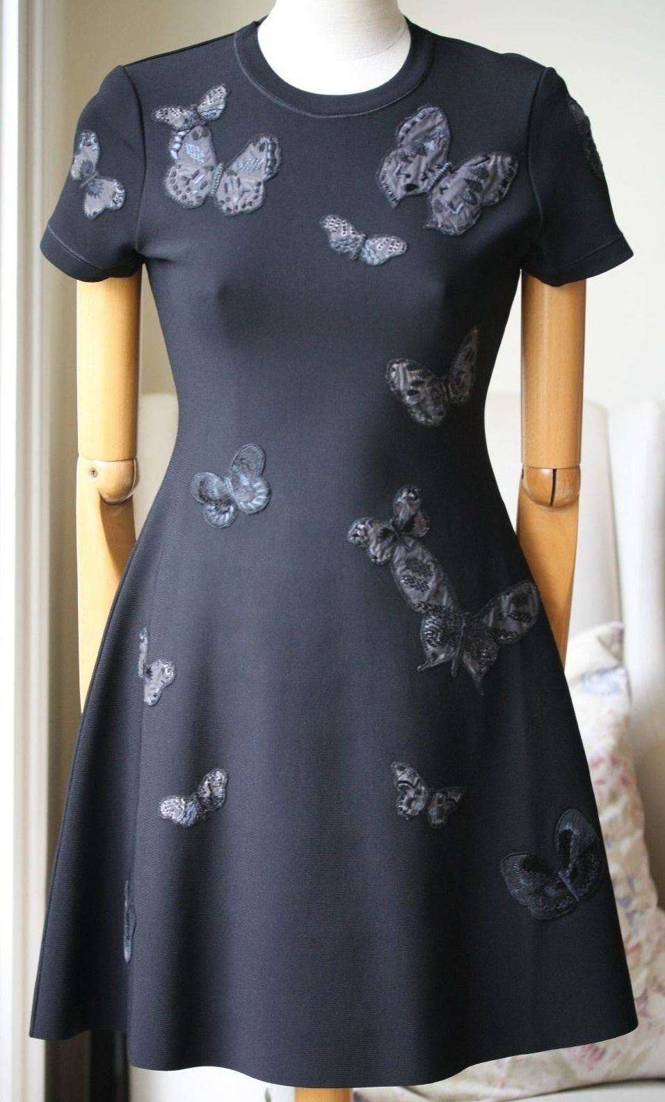VALENTINO BUTTERFLY EMBROIDERED DRESS SMALL
