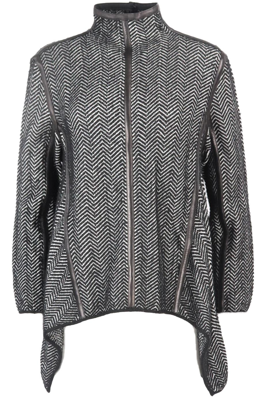 TOM FORD LEATHER TRIMMED CASHMERE BLEND SWEATER XSMALL