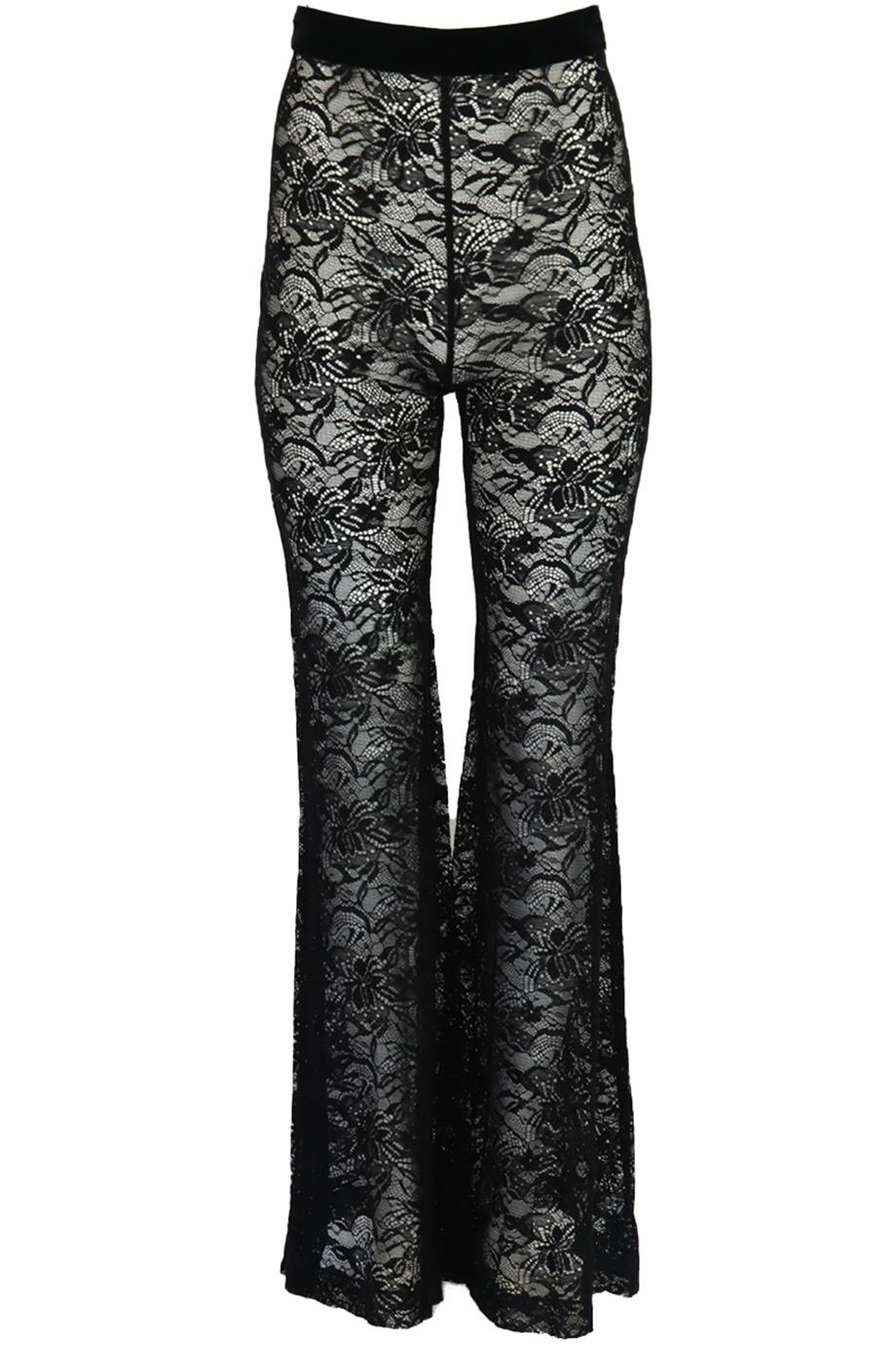 BALMAIN VELVET TRIMMED LACE FLARED PANTS FR 36 UK 8