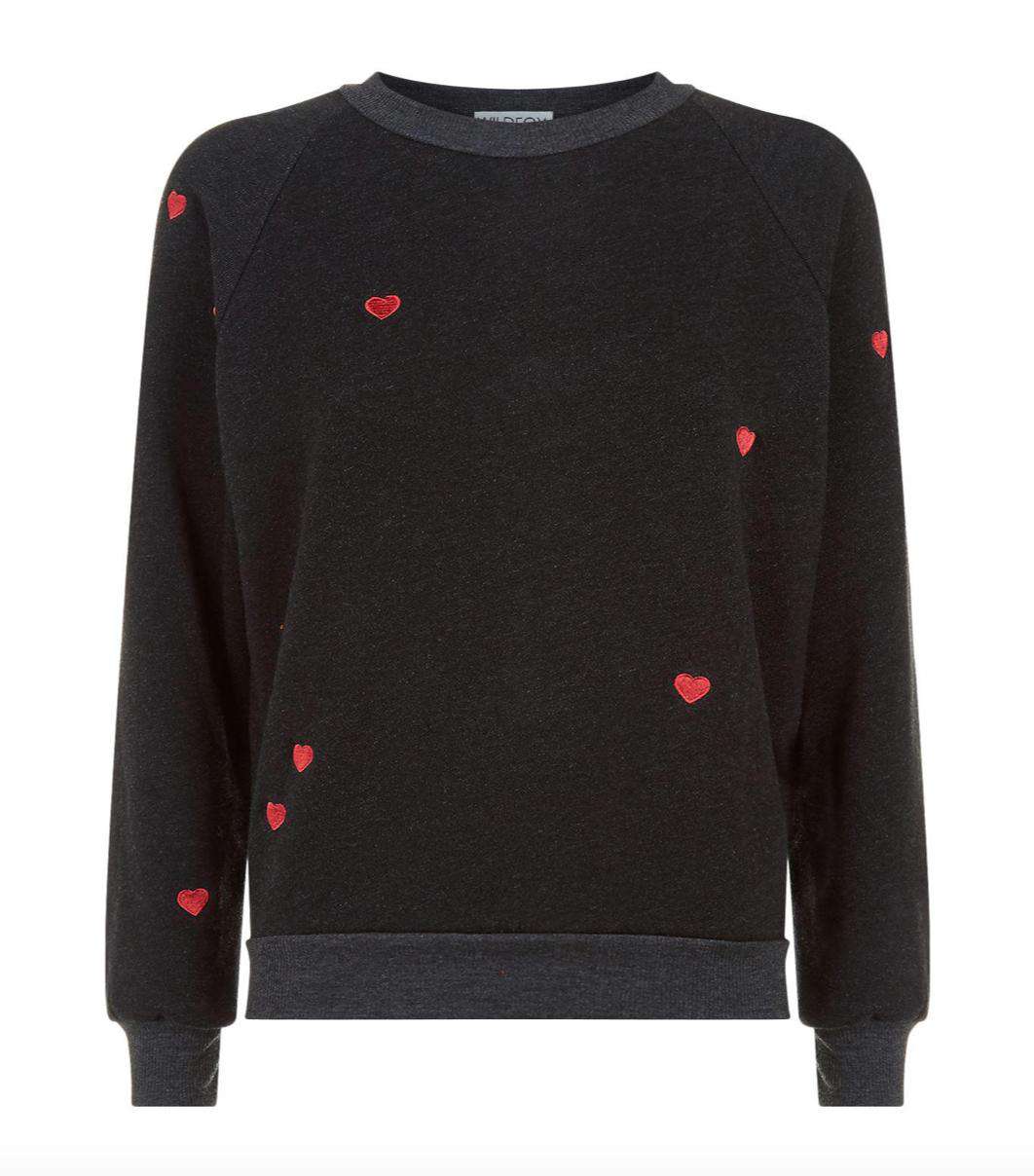 WILDFOX SCATTERED HEARTS COTTONS SWEATSHIRT LARGE