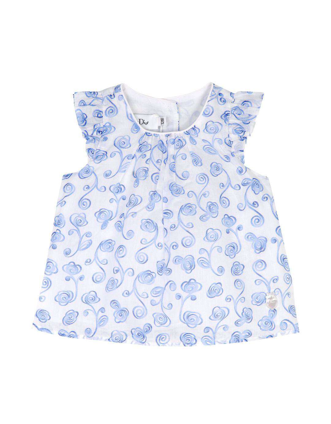 BABY DIOR BLUE CHINA FLORAL BLOUSE 3 MONTHS