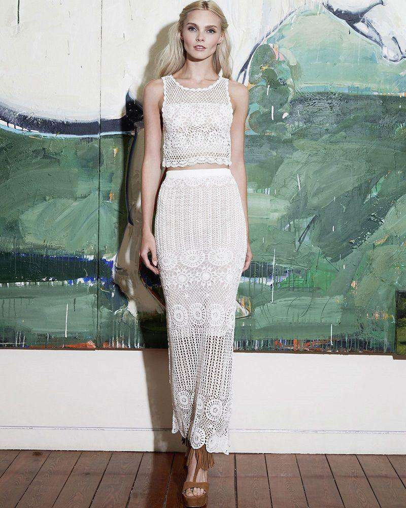 ALICE AND OLIVIA GRISELDA CROCHET MAXI SKIRT SMALL
