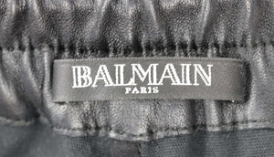 BALMAIN STRETCH LEATHER BIKER PANTS FR 34 UK 6