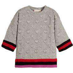 GUCCI GIRLS GREY HEART & STARS SWEATER 4 YEARS