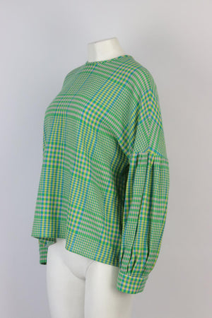 TIBI CHECKED WOOL BLEND TOP US 8 UK 12