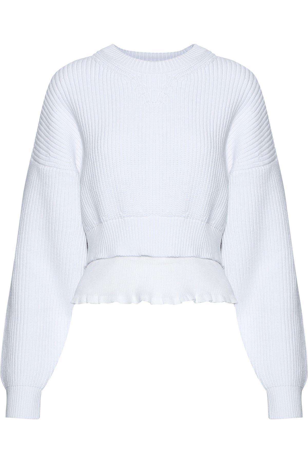 ALEXANDER WANG LAYERED RIBBED KNIT COTTON SWEATER SMALL