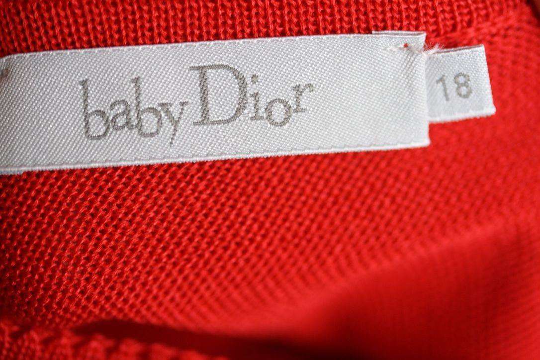 BABY DIOR RED SILK AND COTTON KNIT DRESS 18 MONTHS