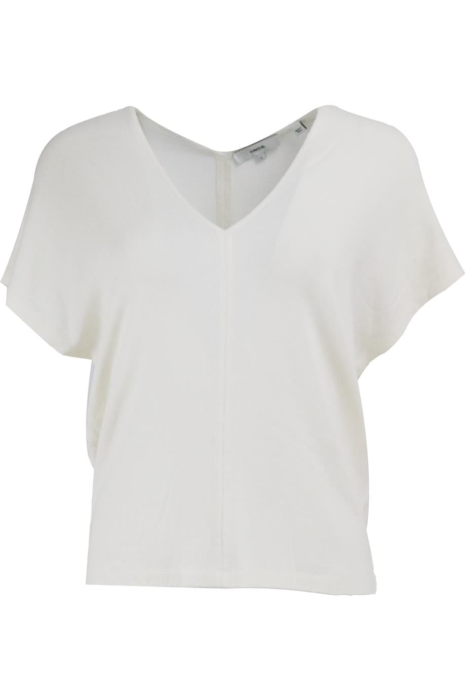 VINCE RIBBED COTTON BLEND TOP SMALL