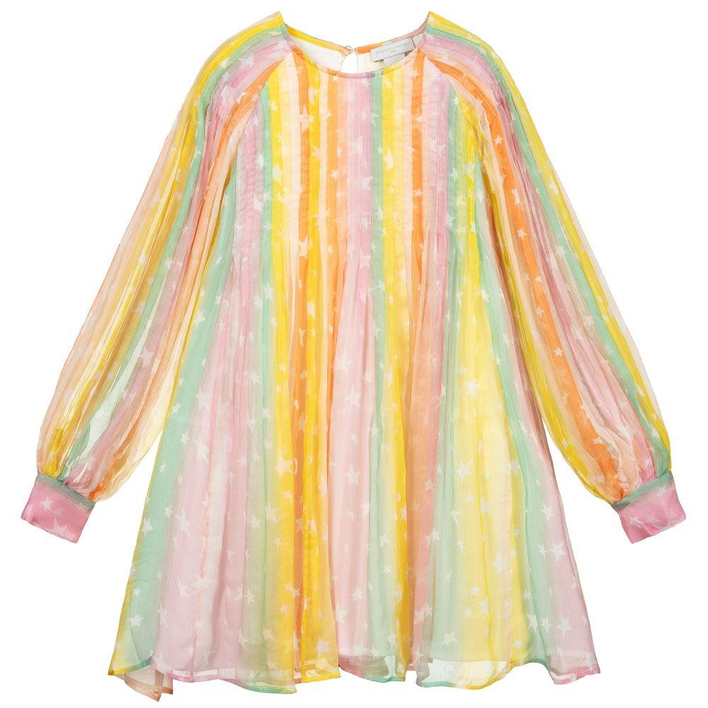 STELLA MCCARTNEY KIDS GIRLS RAINBOW SILK DRESS 8 YEARS