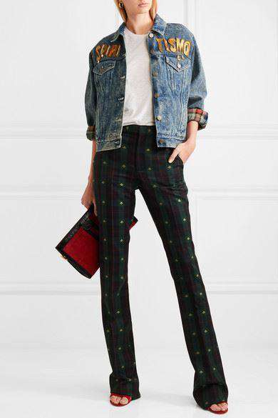 GUCCI OVERSIZED EMBELLISHED APPLIQUÉD DENIM JACKET IT 38 UK 6