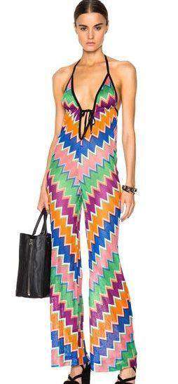 MISSONI GEOMETRIC ZIG-ZAG MULTICOLOUR JUMPSUIT IT 40 UK 8