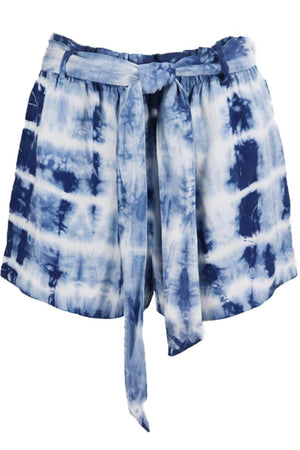 BELLA DAHL BELTED TIE DYED CHAMBRAY SHORTS SMALL