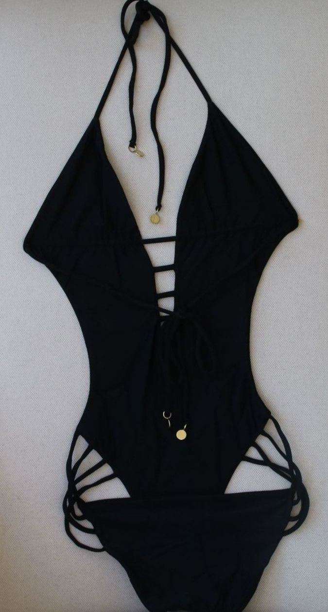 TORI PRAVER AGAVE BLACK ONE PIECE SWIMSUIT SMALL