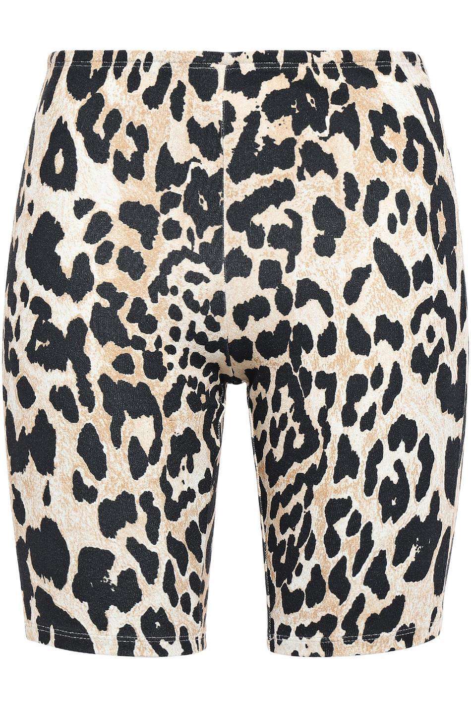 PACO RABANNE LEOPARD PRINT STRETCH JERSEY SHORTS SMALL