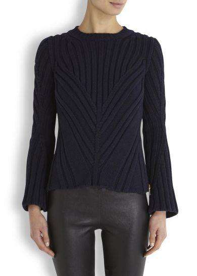 ALEXANDER MCQUEEN NAVY ZIPPED WOOL BLEND SWEATER SMALL