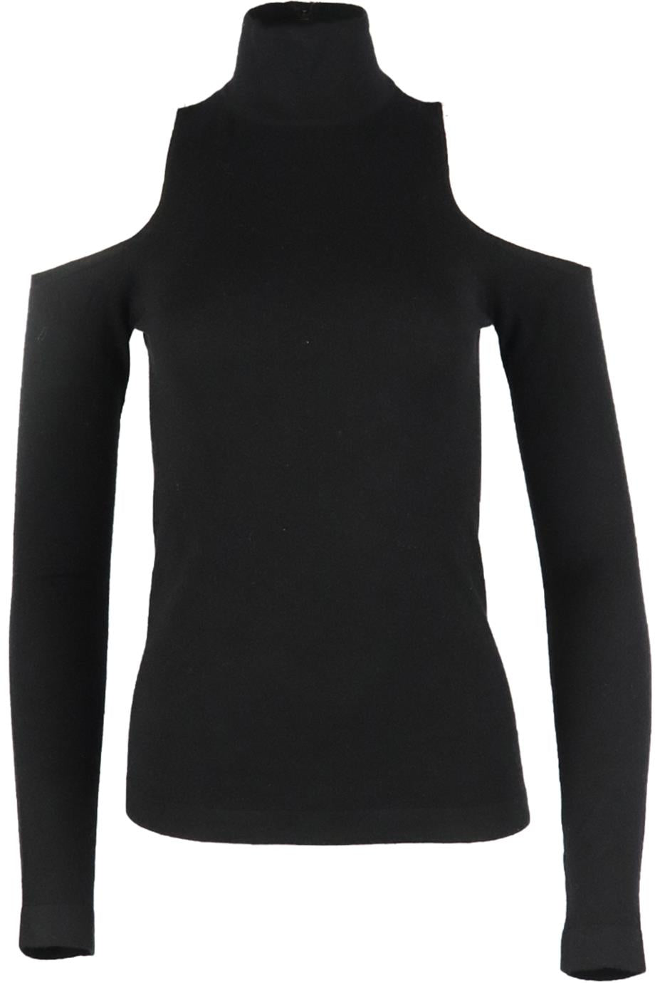 DONNA KAREN COLD SHOULDER CASHMERE TURTLENECK SWEATER XSMALL