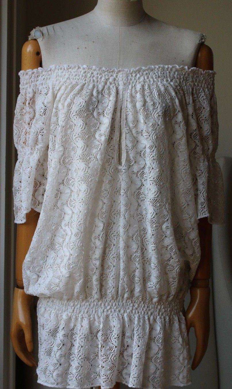 MELISSA ODABASH NICOLA CROCHET OFF-THE-SHOULDER DRESS ONE SIZE