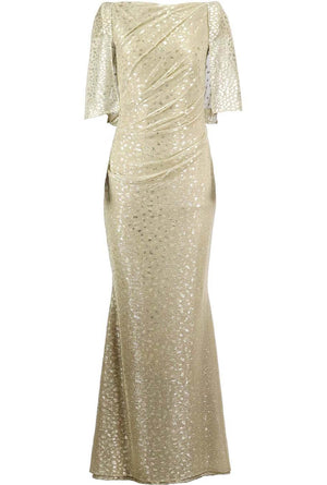 talbot runhof gold dress Talbot Runhof Shimmering Draped Sleeveless Evening Dress, Gold, Women's, 42, Cocktail & Party Wedding Guest Dresses Sleeveless Dresses