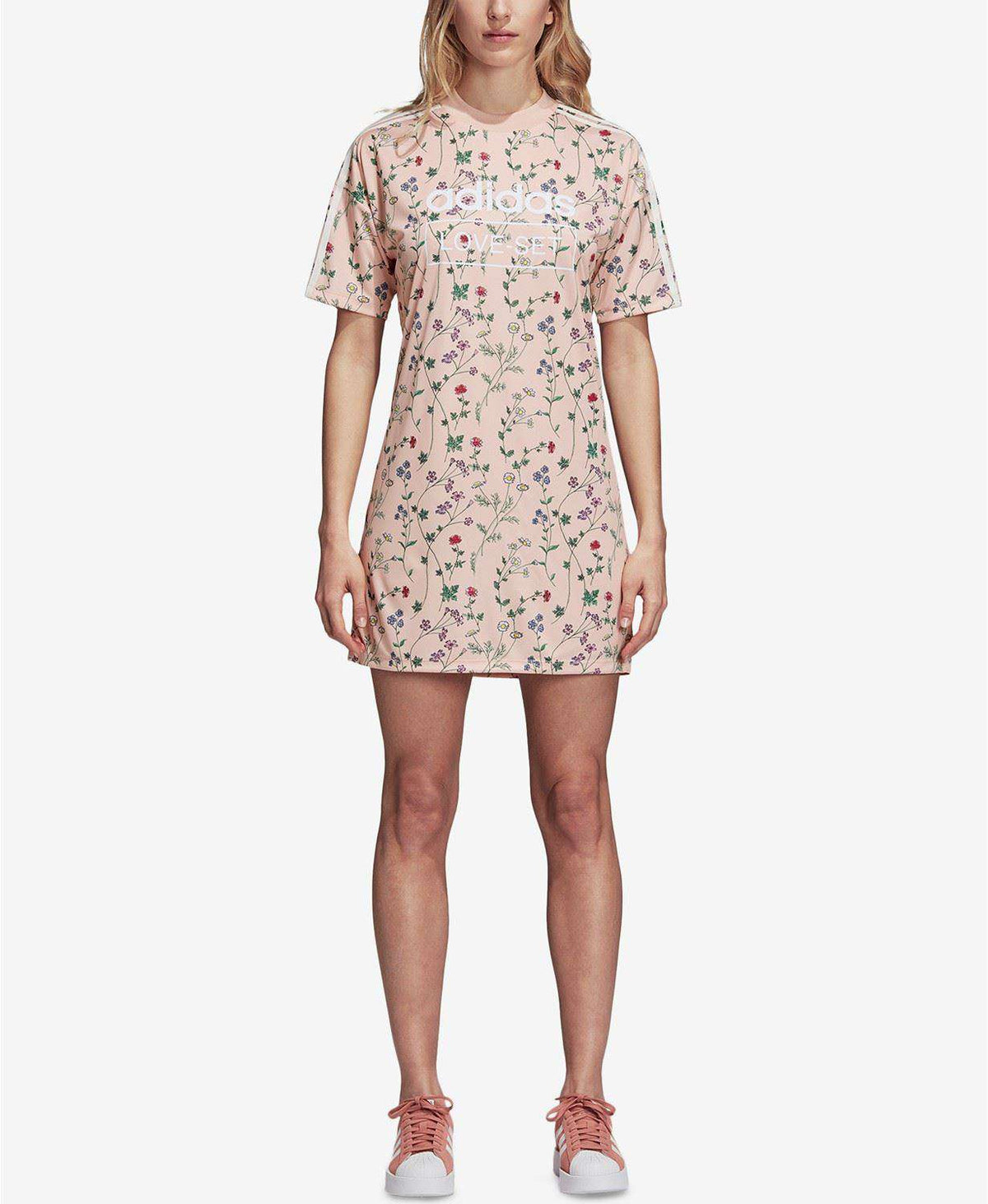 ADIDAS ORIGINALS FLORAL PRINT T-SHIRT DRESS UK 6