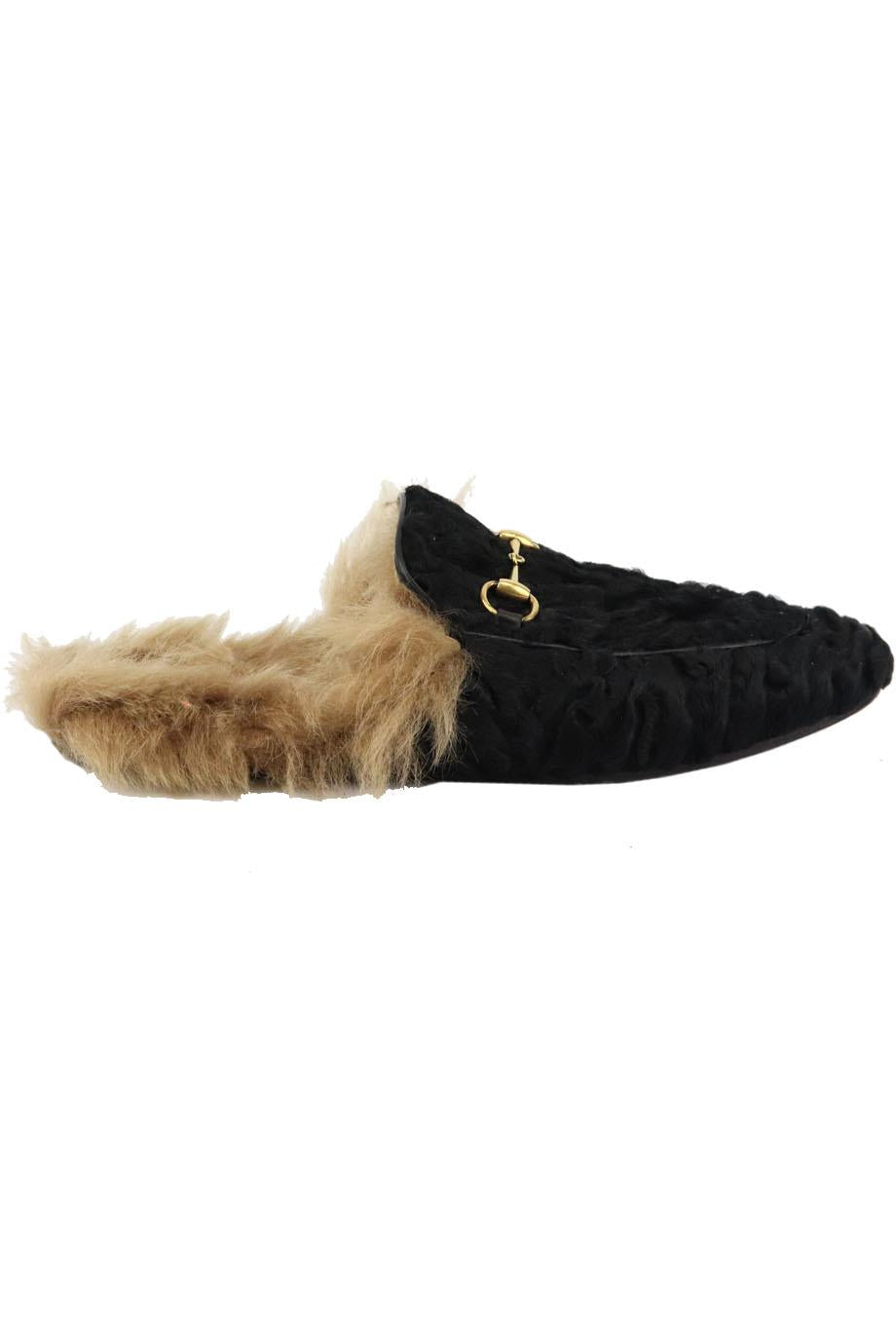 GUCCI PRINCETOWN SHEARLING LINED PERSIAN LAMB SLIPPERS EU 39 UK 6 US 9