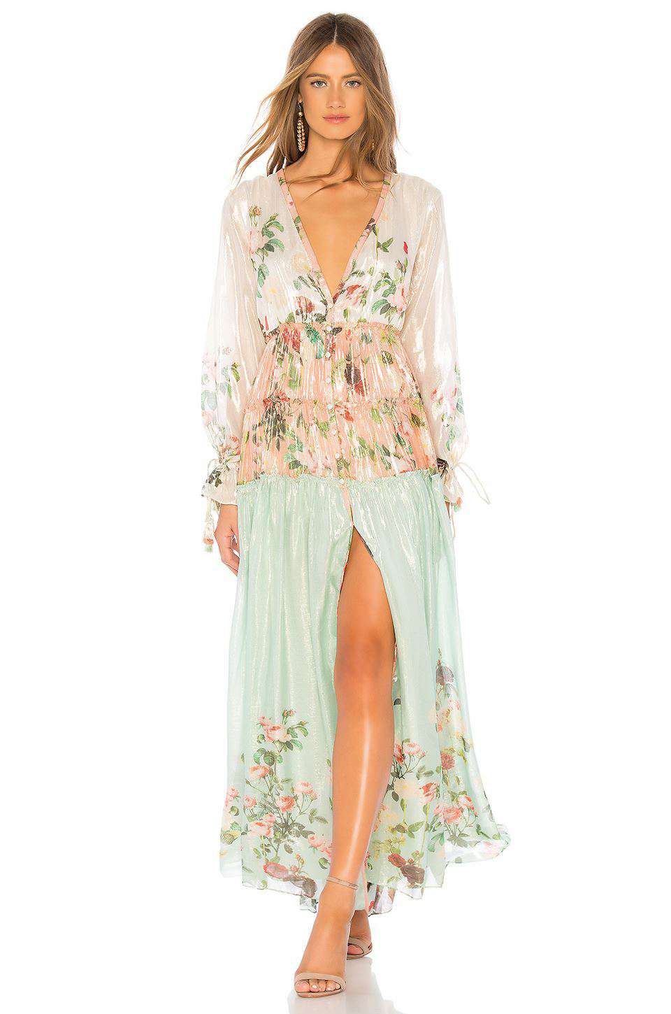 ROCOCO SAND RUCHED LONG DRESS LARGE