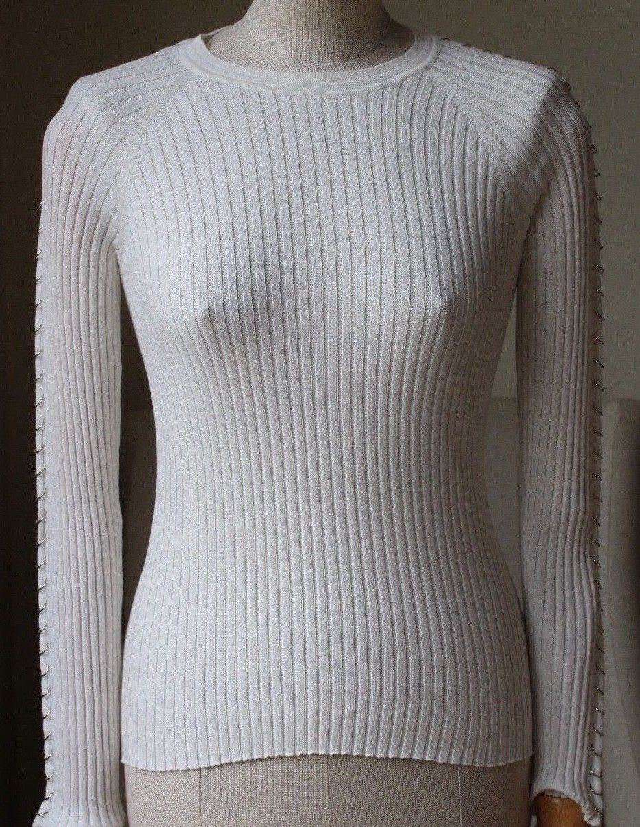 ALEXANDER WANG RIBBED KNIT STRETCH COTTON TOP SMALL