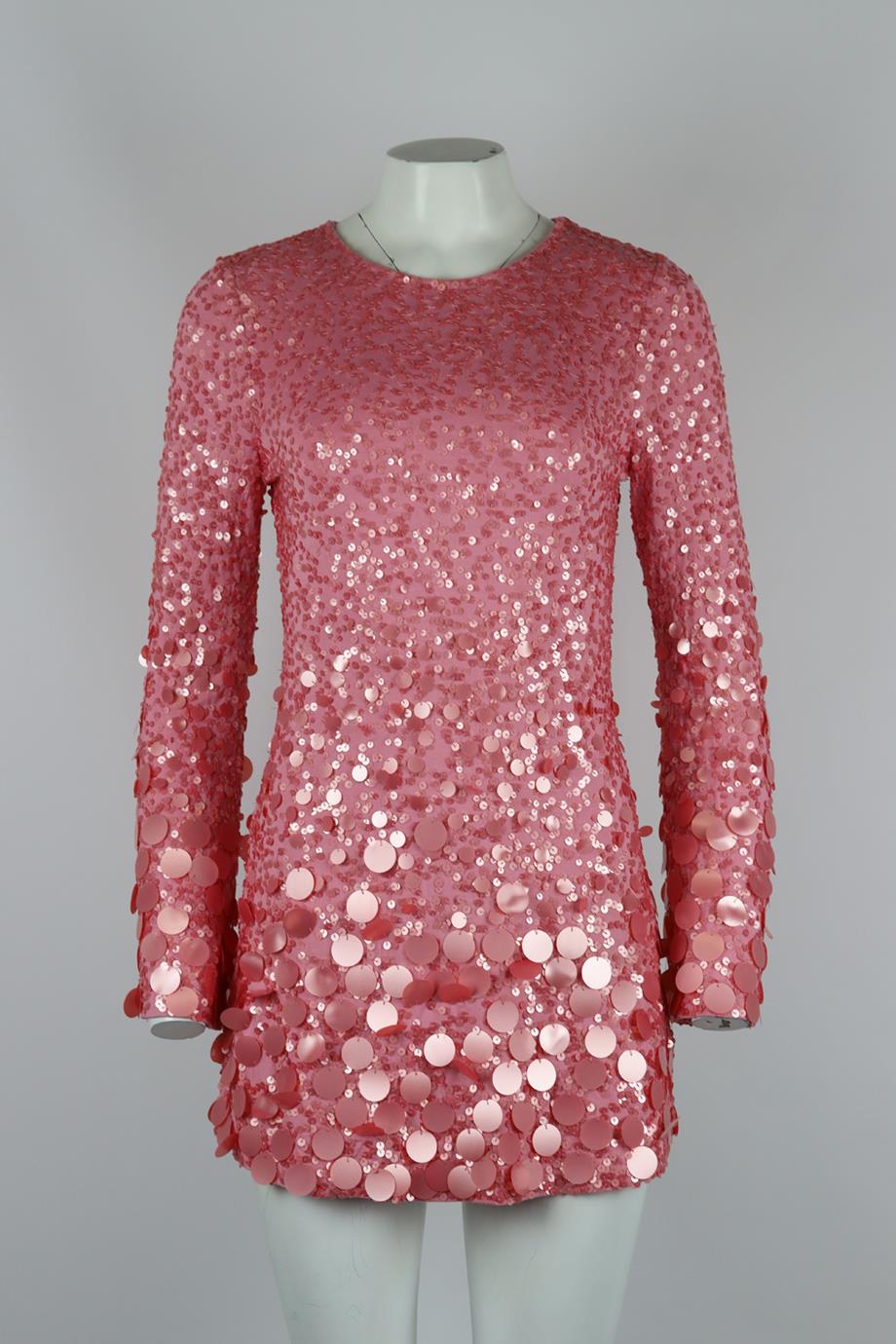 LOVESHACKFANCY SEQUINNED STRETCH JERSEY MINI DRESS XSMALL