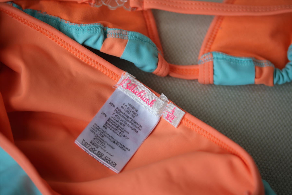 BILLIEBLUSH GIRLS BLUE & NEON ORANGE BIKINI 4 YEARS