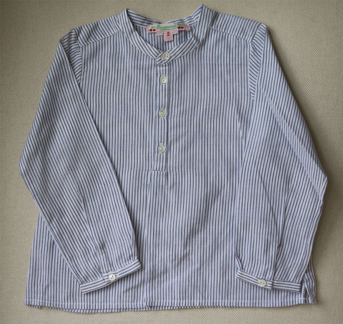 BONPOINT BABY BLUE STRIPE SHIRT 2 YEARS