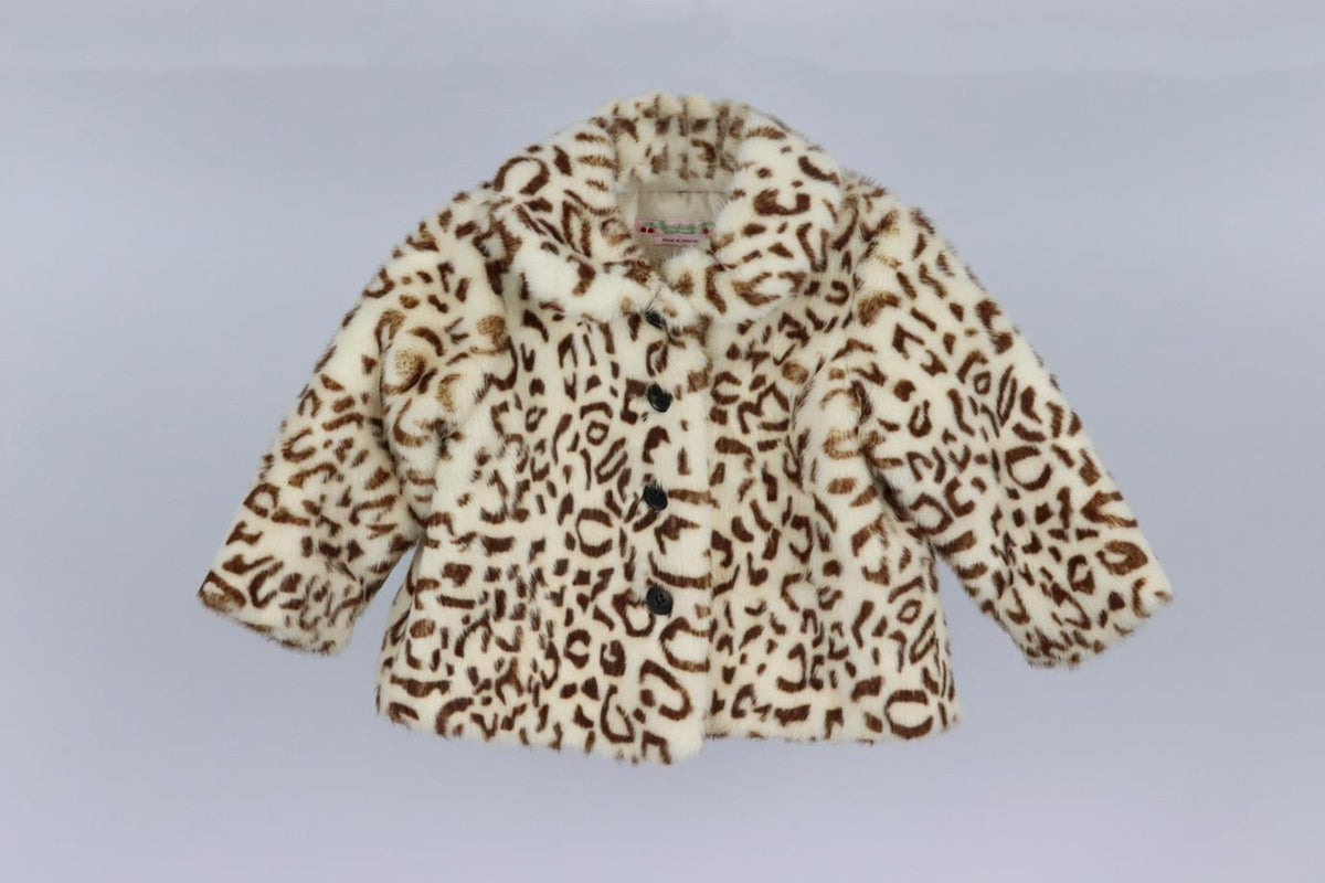 BONPOINT BABY GIRLS LEOPARD PRINT FAUX FUR JACKET 18 MONTHS