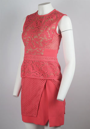 J.MENDEL LACE PANELLED COTTON BLEND MINI DRESS US 2 UK 6