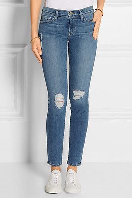 FRAME DENIM LE SKINNY DE JEANNE DISTRESSED JEANS W25 UK 6/8