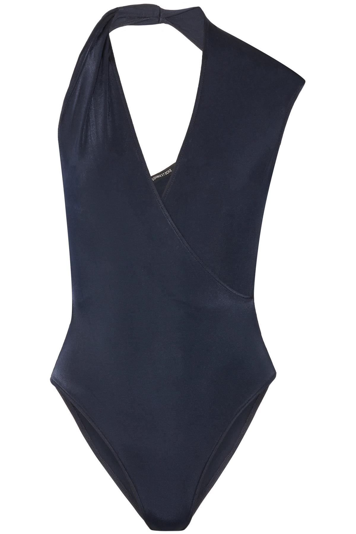 CUSHNIE ET OCHS TWISTED WRAP EFFECT STRETCH JERSEY BODYSUIT XSMALL