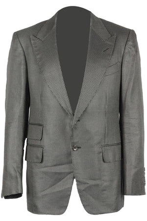 TOM FORD MEN'S HOUNDSTOOTH COTTON AND SILK BLEND BLAZER IT 52 UK/US CHEST 42