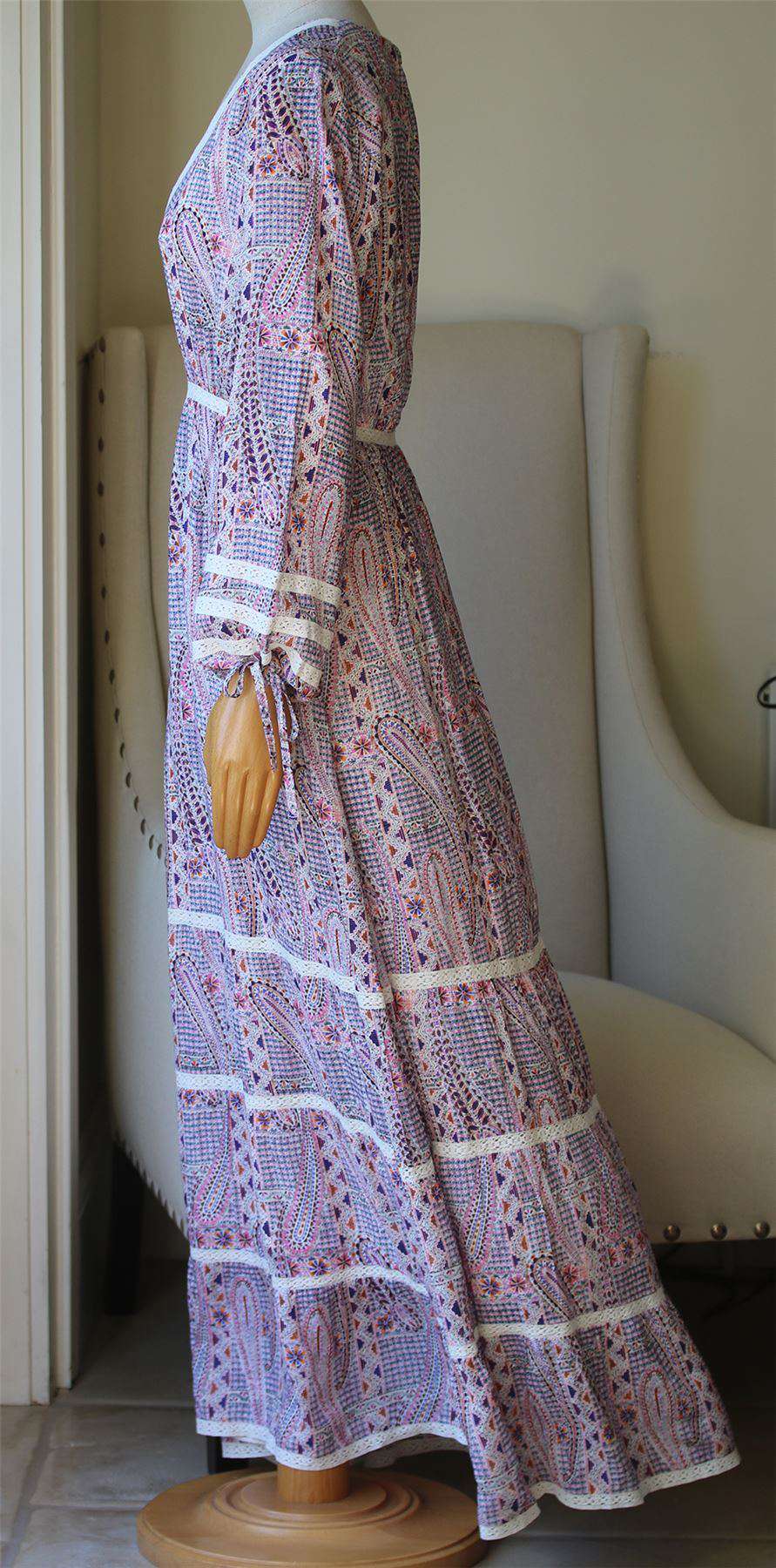 MELISSA ODABASH KRISTEN PAISLEY-PRINT LACE MAXI DRESS MEDIUM