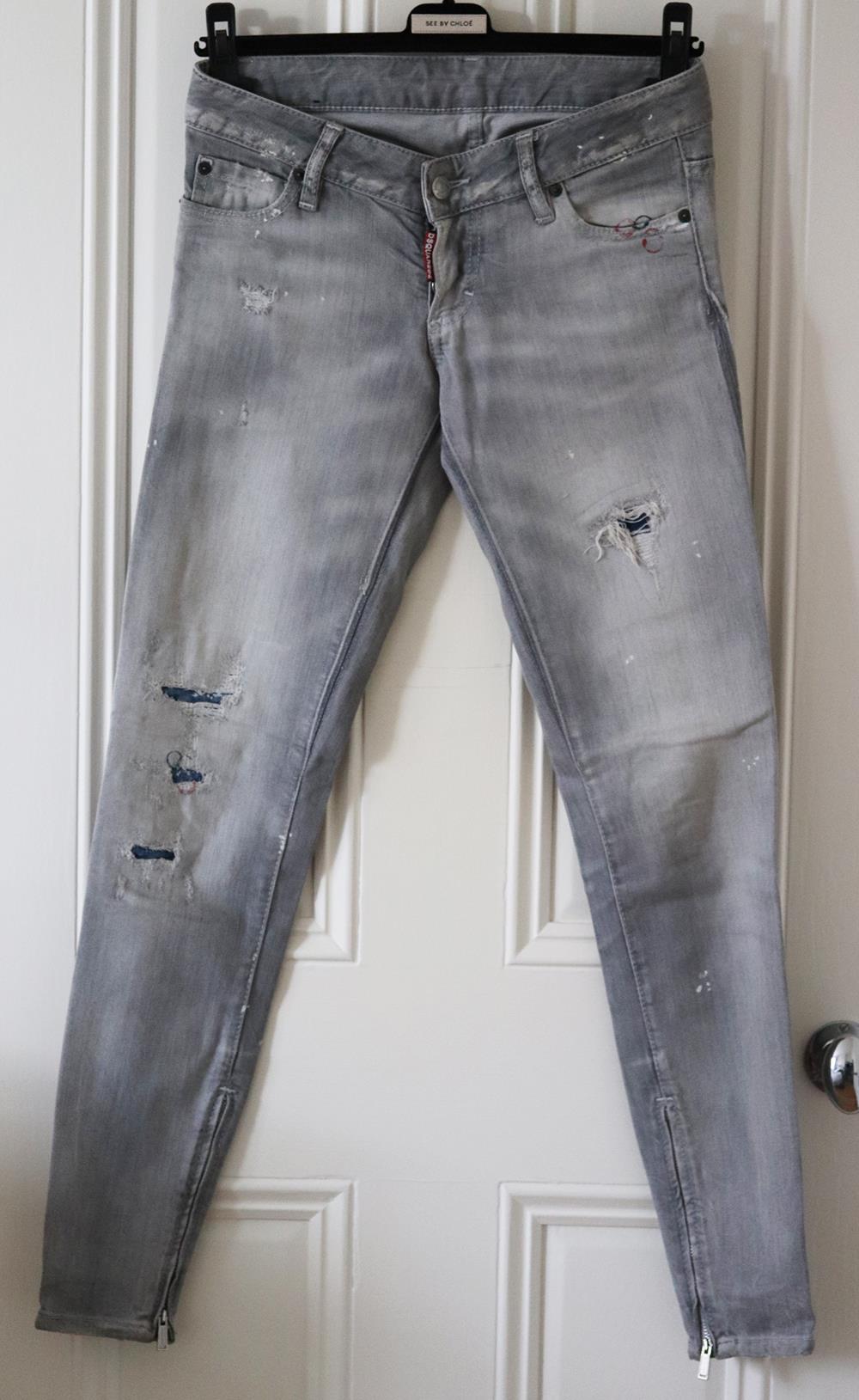 DSQUARED2 DISTRESSED LOW RISE SKINNY JEANS IT 36 UK 4