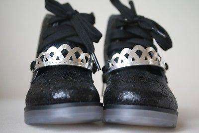 SOPHIA WEBSTER MINI GIRLS BLACK GLITTER WILEY BOOTS EU 26 UK 8.5