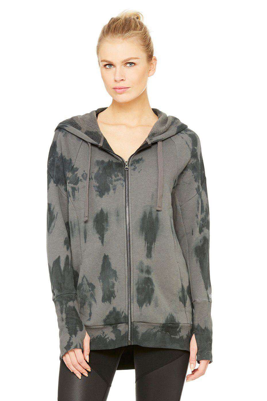 ALO YOGA STELLAR TIE DYE ZIP UP HOODIE SMALL