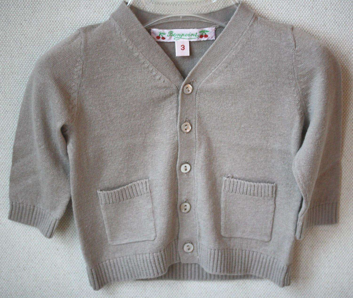 BONPOINT BABY BEIGE COTTON CARDIGAN 3 MONTHS
