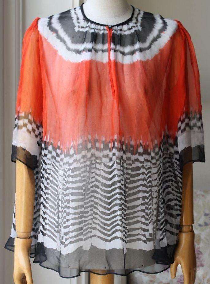 ALEXANDER MCQUEEN FEATHER PRINT BLOUSE TOP SMALL