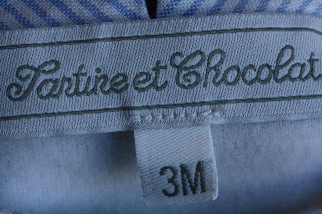 TARTINE ET CHOCOLAT BABY WHITE BLUE EMBROIDERY BABYGROW 3 MONTHS