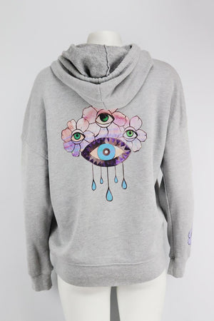 JACQUIE AICHE PRINTED COTTON JERSEY HOODIE SMALL