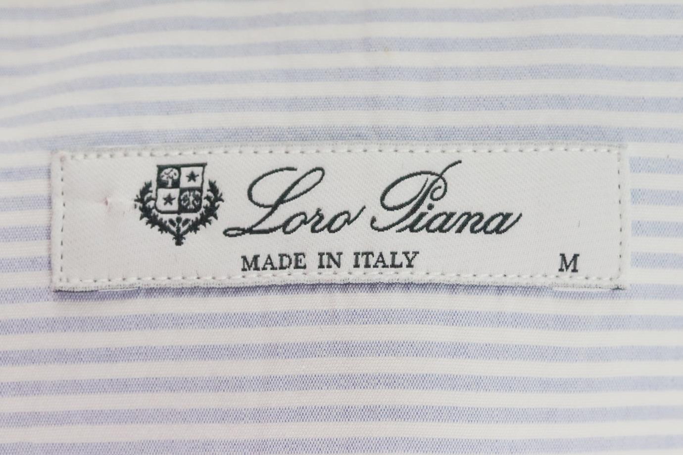 LORO PIANA MEN'S STRIPED COTTON SHIRT MEDIUM