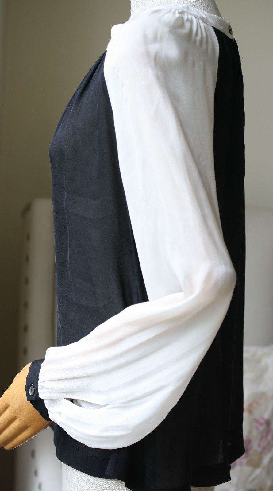 GRAHAM AND SPENCER BLACK SILK BLOUSE TOP SMALL