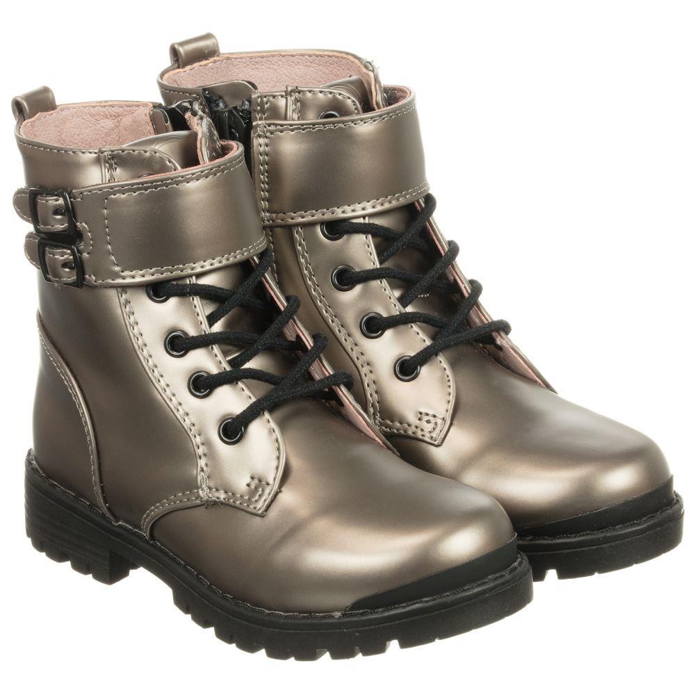 MAYORAL KIDS GIRLS METALLIC BIKER BOOTS EU 28 UK 10