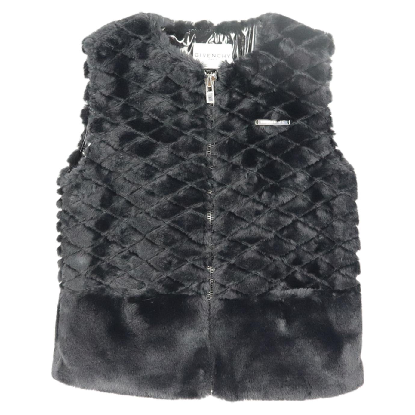 Girls black shop faux fur gilet