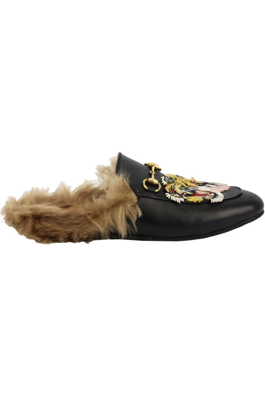 GUCCI PRINCETOWN APPLIQUÉD LEATHER SLIPPERS EU 38 UK 5 US 8
